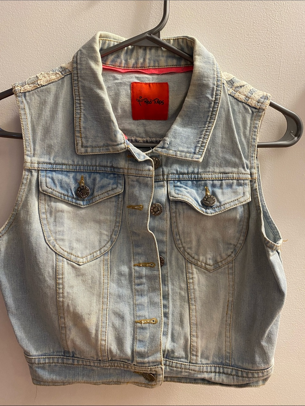 Le Red Rags Light Wash Denim Vest